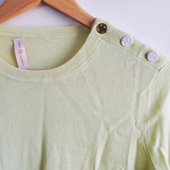 New Tory Burch 100% Cashmere Logo Button Pullover Sweater Size XS - Picture 3 of 8